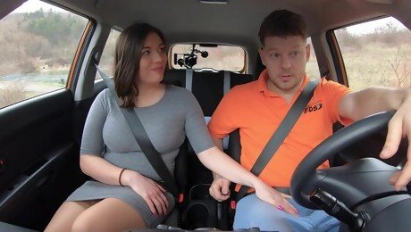 Aroused babe craves driving instructor's big dick