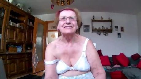 Granny in underwear and stockings