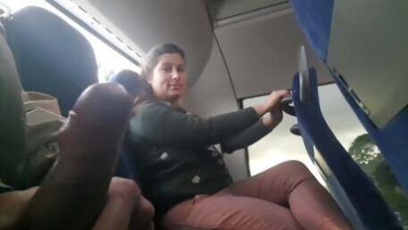 Voyeur seduces Milf to Suck&Jerk his Dick in Bus