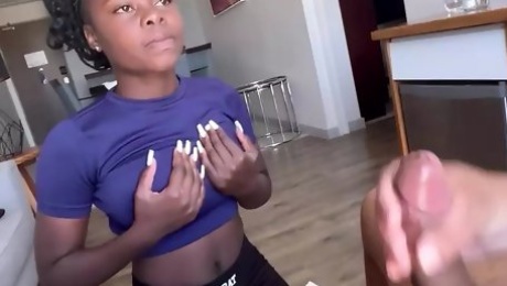 Poor Ebony Teen Rimming Her Sugar Daddy For New Clothes