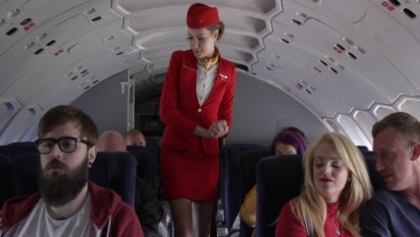 A caring stewardess